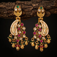 Tanish Art Jewellery Premium Pota Stone And Beads Meenakari Festive Dangler Earrings