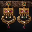 Tanish Art Jewellery Premium Copper Pota Stone And Pearl Dangler Earrings 
