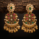 Tanish Art Jewellery Premium Copper Pota Stone And Pearl Dangler Earrings 