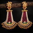 Tanish Art Jewellery Premium Copper Pota Stone And Pearl Dangler Earrings 