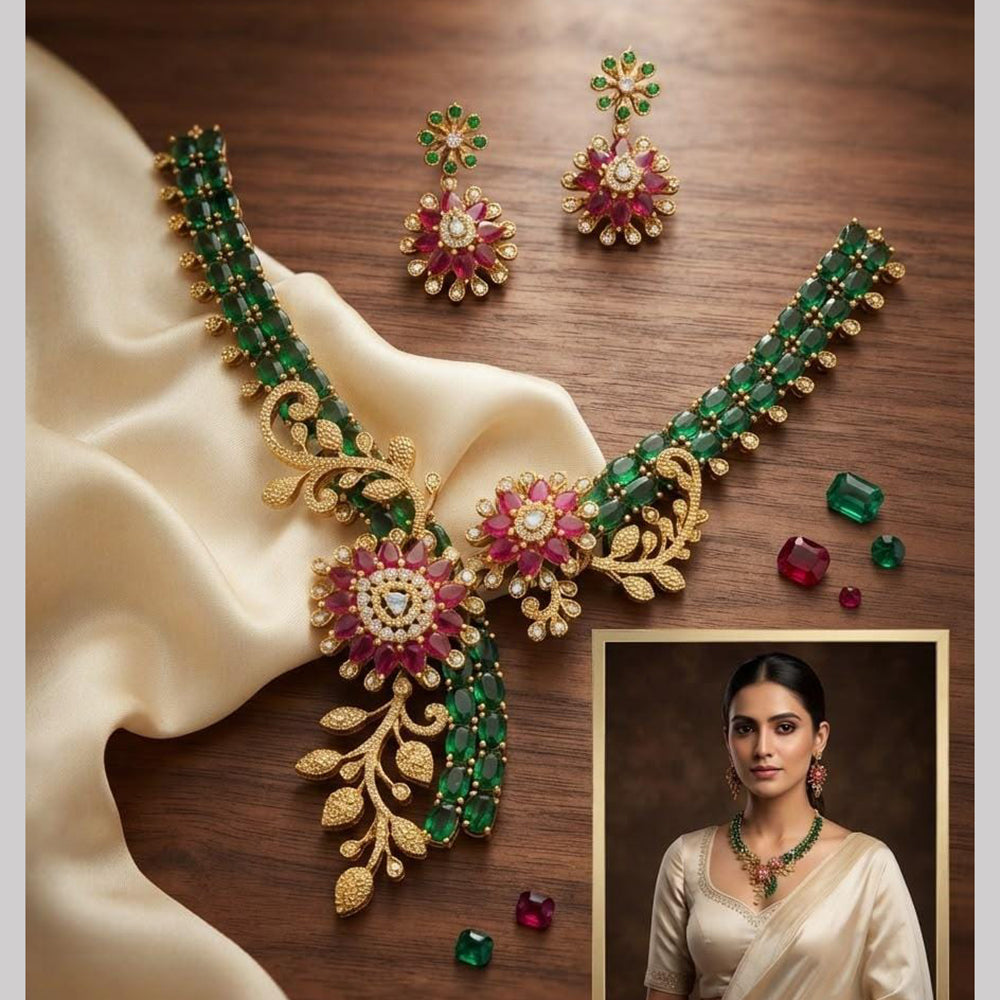 Tanish Art Jewellery Designer American Daimond Necklace Set