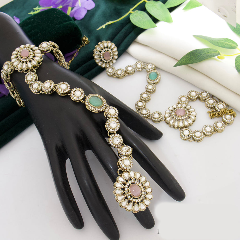 Tanish Art Jewellery Royal Pota Stone Hath Panja