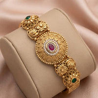 Tanish Art Jewellery Premium Pota Stone And Pearl Statement Bracelet 