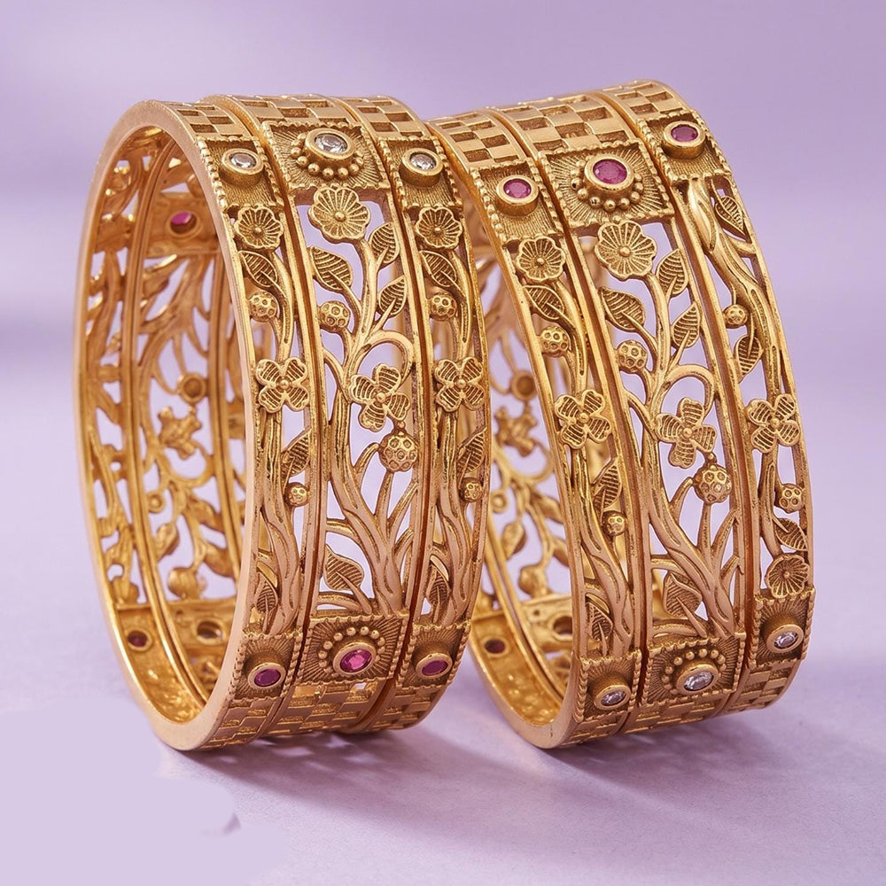 Tanish Art Jewellery Graceful Pota Stone Traditional Bangles Set