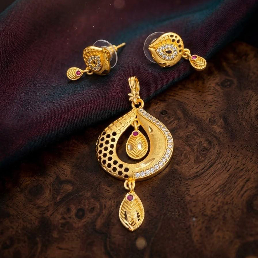 Tanish Art Jewellery Traditional Pota Stone Pendant Set