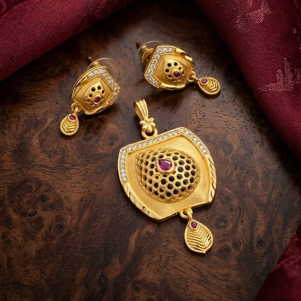 Tanish Art Jewellery Traditional Pota Stone Pendant Set