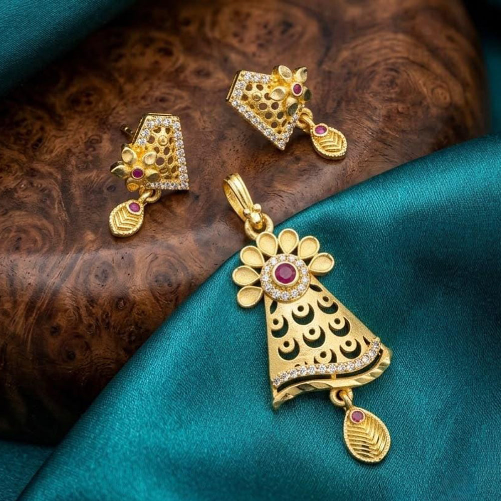 Tanish Art Jewellery Traditional Pota Stone Pendant Set