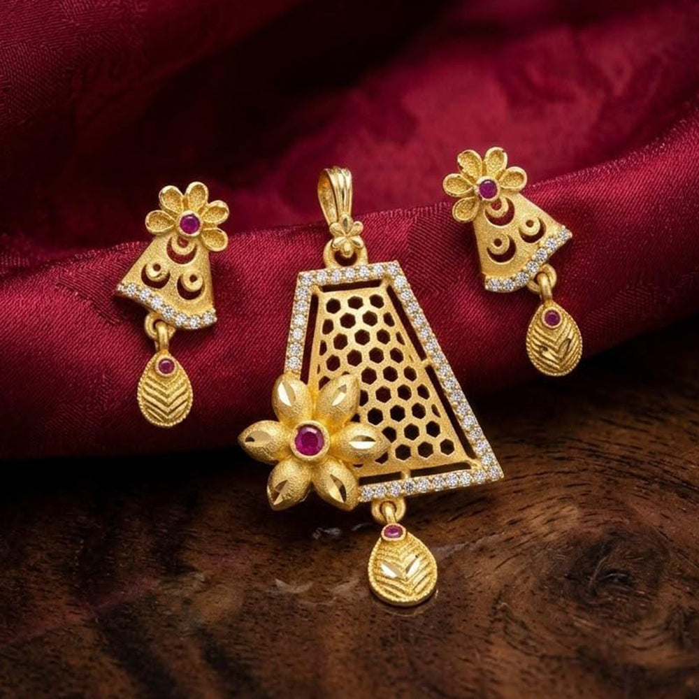 Tanish Art Jewellery Traditional Pota Stone Pendant Set