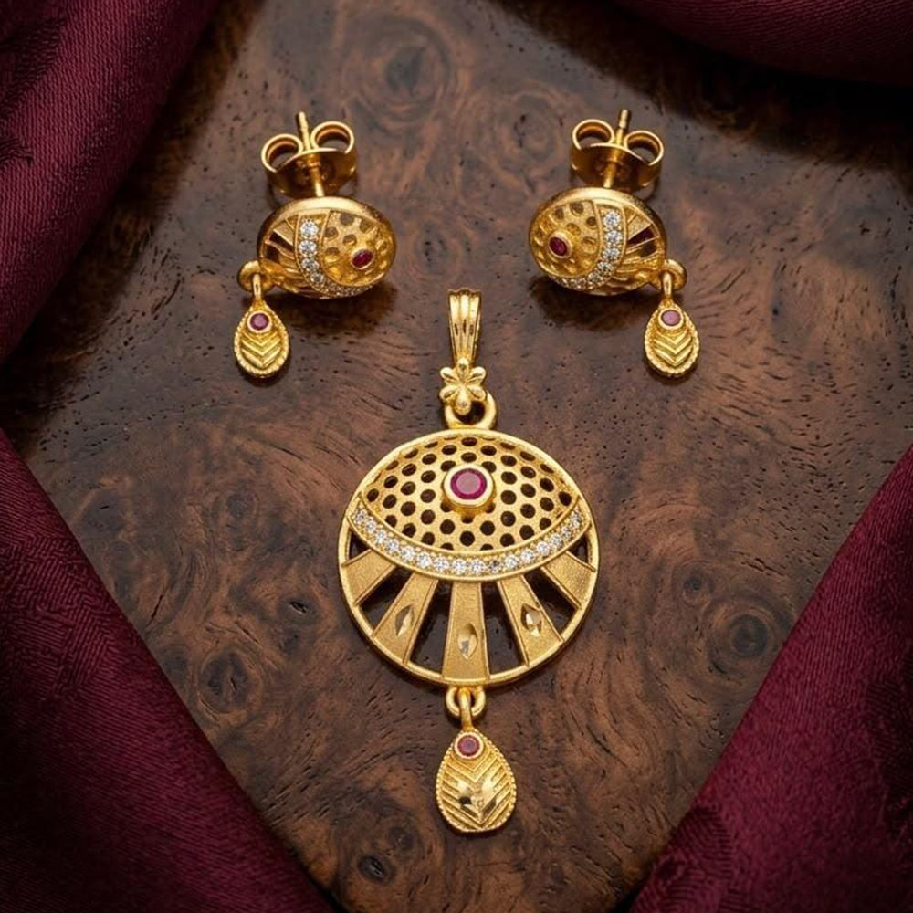Tanish Art Jewellery Traditional Pota Stone Pendant Set