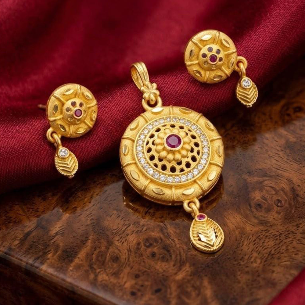 Tanish Art Jewellery Traditional Pota Stone Pendant Set