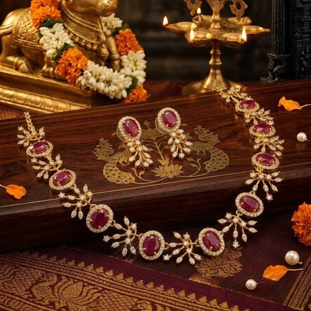 Tanish Art Jewellery Designer American Daimond Necklace Set