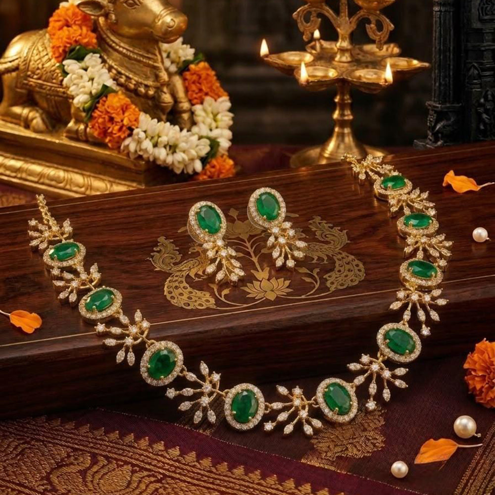 Tanish Art Jewellery Designer American Daimond Necklace Set