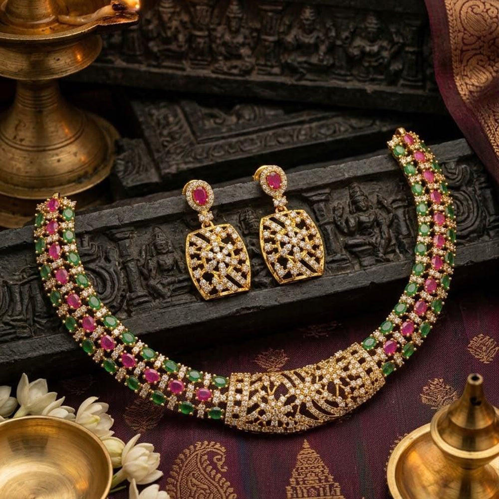 Tanish Art Jewellery Designer American Daimond Necklace Set