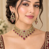Tanish Art Jewellery Designer American Daimond Choker Necklace Set