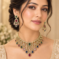 Tanish Art Jewellery Designer American Daimond Choker Necklace Set