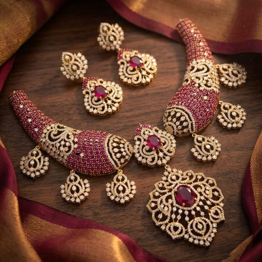 Tanish Art Jewellery Designer American Daimond Necklace Set