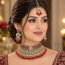 Tanish Art Jewellery Designer American Daimond And Beads Choker Necklace Set