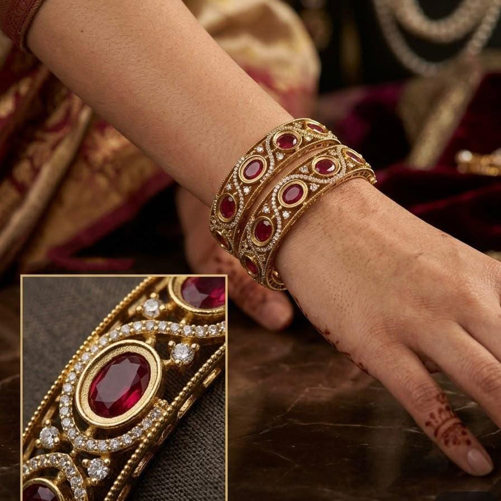 Tanish Art Jewellery Graceful American Daimond Bangles Set
