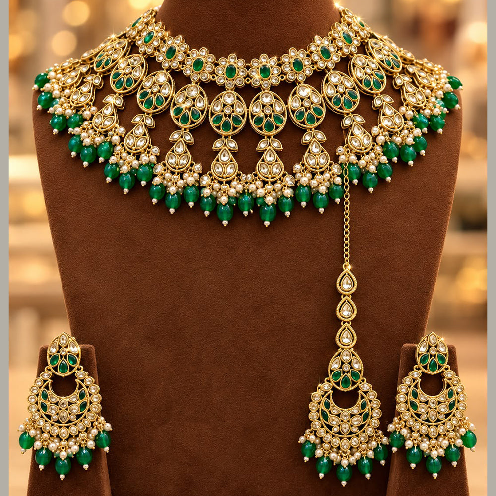 Tanish Art Jewellery Traditional Pota Stone And Beads Choker Necklace Set