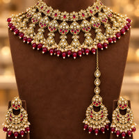 Tanish Art Jewellery Traditional Pota Stone And Beads Choker Necklace Set