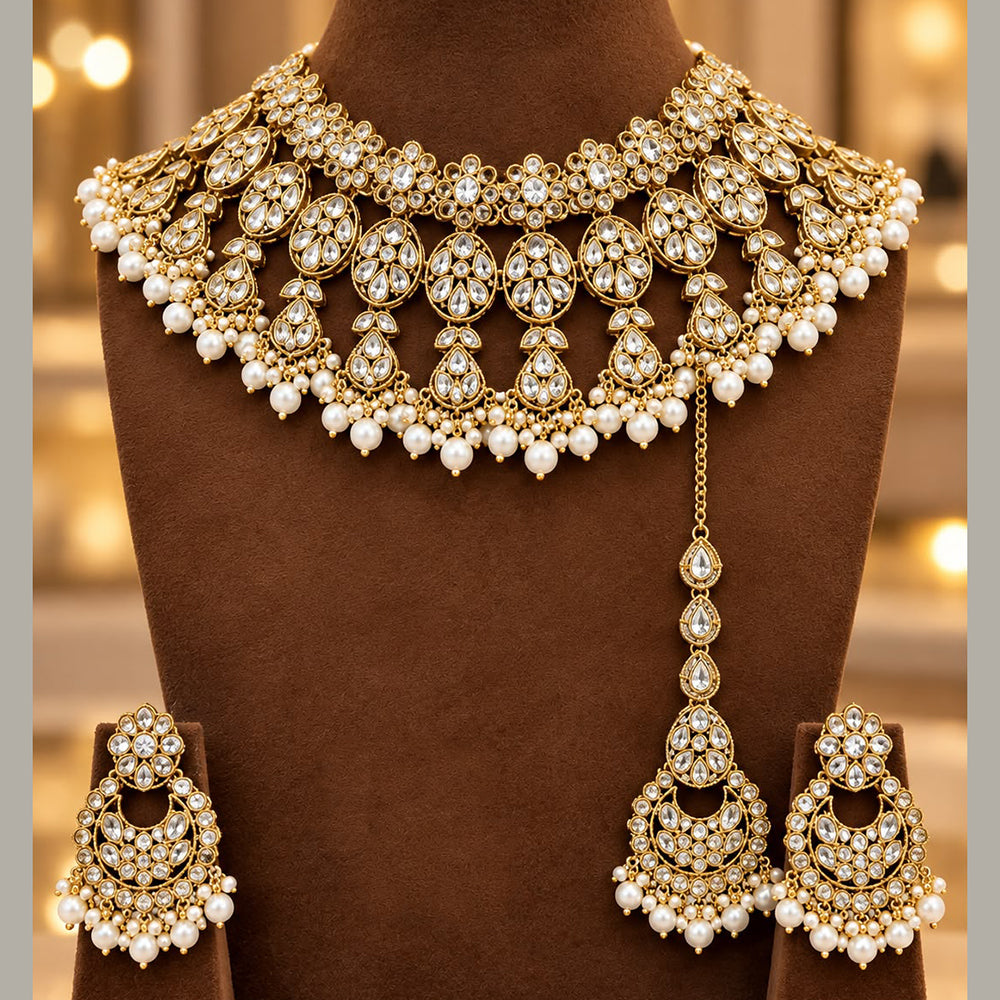 Tanish Art Jewellery Traditional Pota Stone And Beads Choker Necklace Set