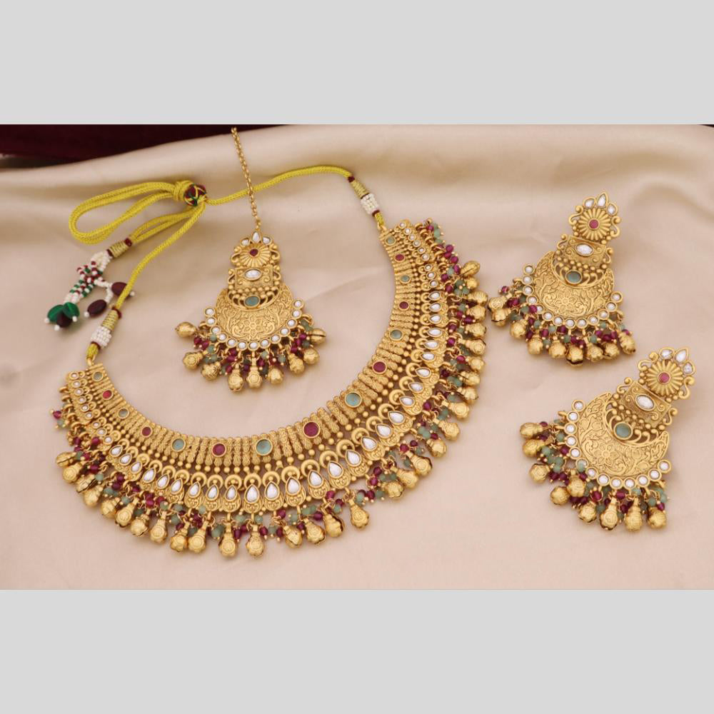Tanish Art Jewellery Traditional Pota Stone And Beads Choker Necklace Set