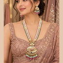 Tanish Art Jewellery Traditional Pota Stone And Beads Meenakari Long  Necklace Set