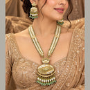 Tanish Art Jewellery Traditional Pota Stone And Beads Meenakari Long  Necklace Set