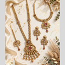 Tanish Art Jewellery Traditional Pota Stone And Beads Meenakari Double Necklace Set