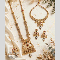 Tanish Art Jewellery Traditional Pota Stone And Beads Meenakari Double Necklace Set
