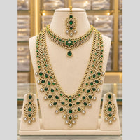Tanish Art Jewellery American Diamond Dual Layer Designer Necklace Set