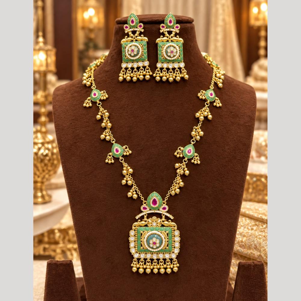 Tanish Art Jewellery Classic Pota Stone And Pearl Necklace Set for Women
