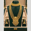 Tanish Art Jewellery Classic Pota Stone And Pearl Double Necklace Set for Women