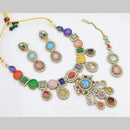 Tanish Art Jewellery Statement Multi - Color Pota Stone Neckalce Set 