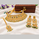 Tanish Art Jewellery Classic Pota Stone And Pearl Choker Necklace Set for Women