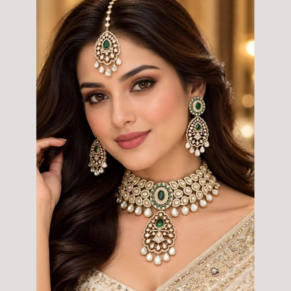 Tanish Art Jewellery Polki Kundan And Amerian Diamond Necklace Choker Set