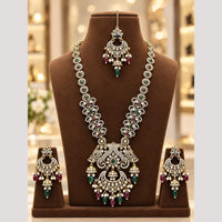 Tanish Art Jewellery American Diamond And Beads Long Necklace Set