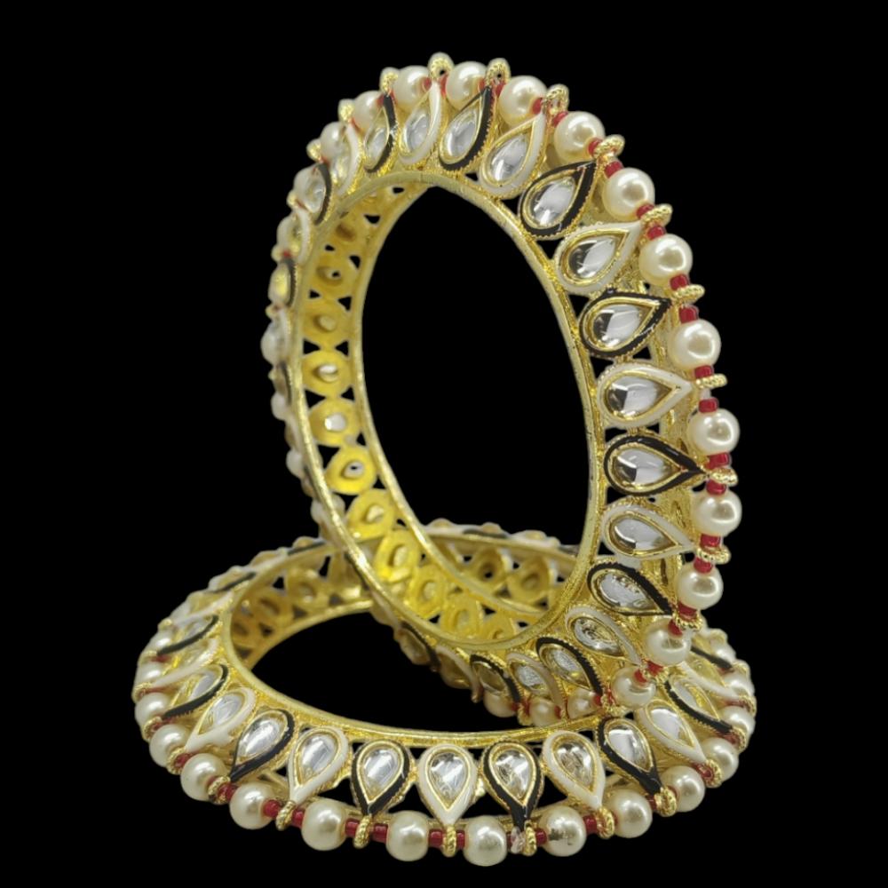 Amity Arts Gold Plated Kundan Stone  Bangle  (2 Piece)