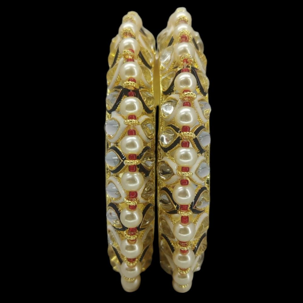 Amity Arts Gold Plated Kundan Stone  Bangle  (2 Piece)