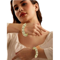 Amity Arts Gold Plated Kundan Stone  Bangle  (2 Piece)