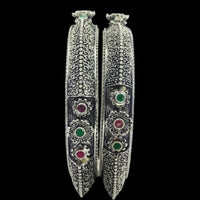 Amity Arts Oxidised Plated Pota Stone Bangle (2 Piece)
