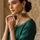 ZF Collection Royal Crystal Stone And Beaded Jhumki Earrings