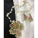 ZF Collection Pota Stone And Mother of Pearl Designer Long Necklace Set