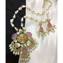ZF Collection Pota Stone And Mother of Pearl Designer Long Necklace Set