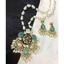 ZF Collection Pota Stone And Mother of Pearl Designer Long Necklace Set
