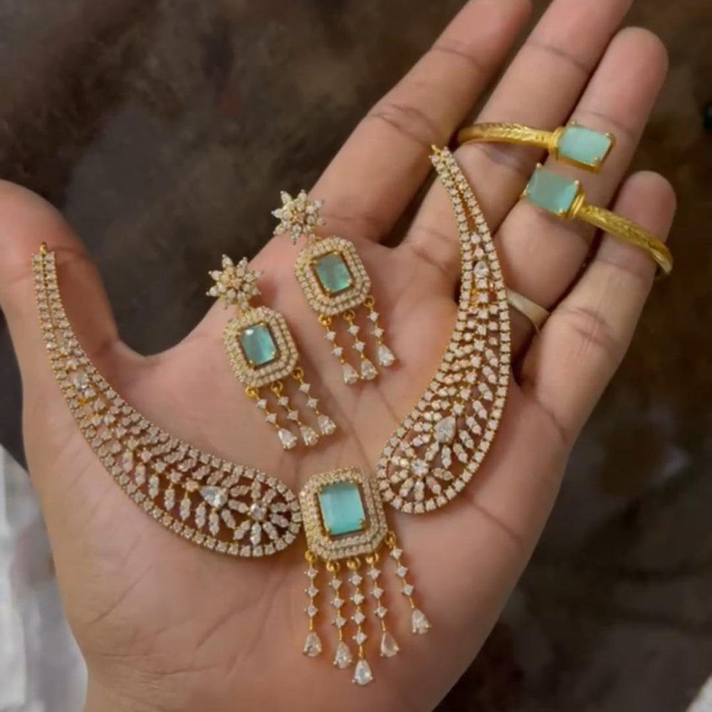 ZF Collection Glamorous American Diamond Necklace Set