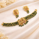ZF Collection Heritage Elephant Motif Pota Stone And Pearl Choker Necklace Set