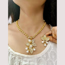ZF Collection Sparkling Austrian Stone And Pearl Party Wear Necklace Set