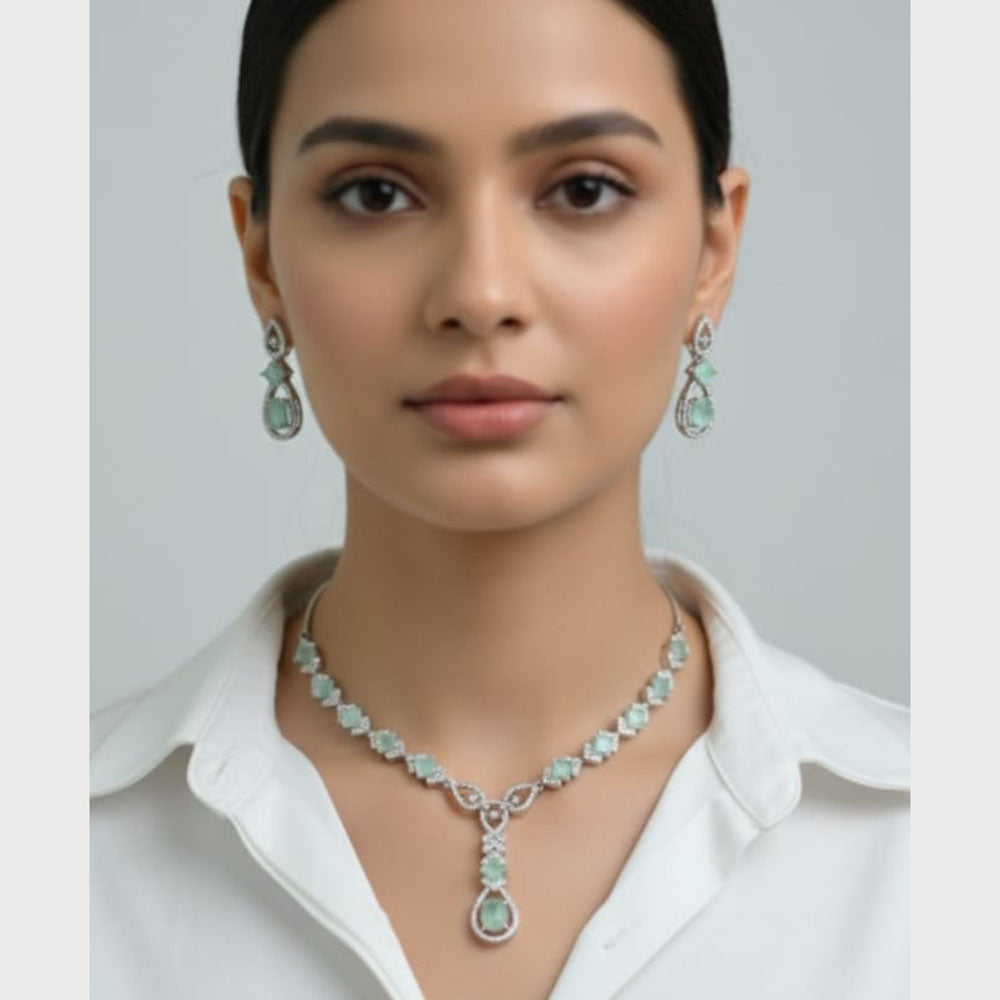 ZF Collection Luxury American Diamond Necklace Set