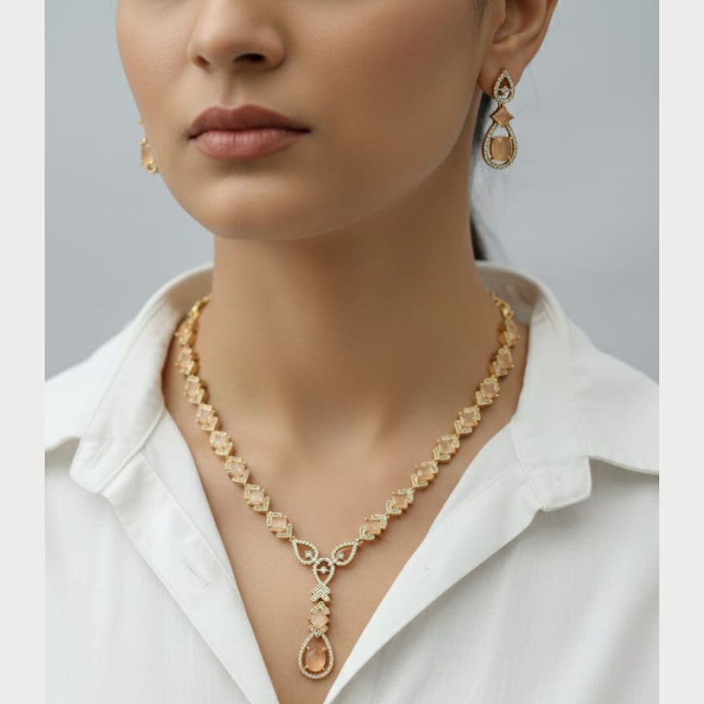 ZF Collection Luxury American Diamond Necklace Set